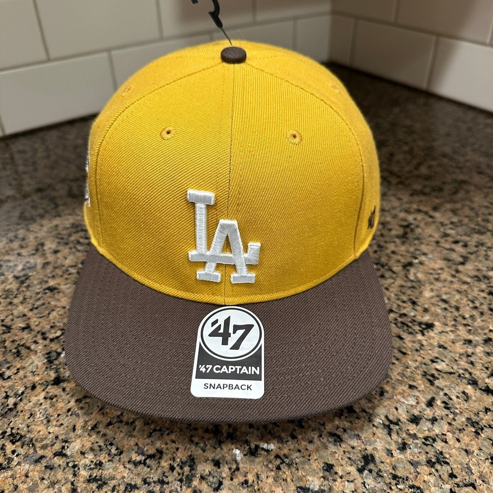 Los Angeles Dodgers '47 Captain Snapback Yellow Brown 50th Anniversary New